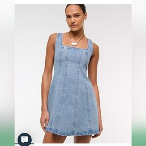 Abercrombie & Fitch Mila Square Neck Denim Mini Dress Size XL